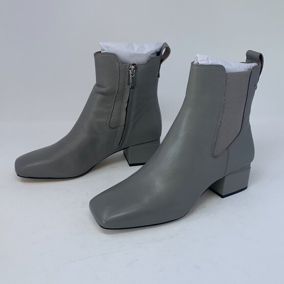 Franco Sarto L-Waxton H7349L3 Chelsea Boots Women 7 W Gray Leather Side Zip 0745 - Picture 2 of 10